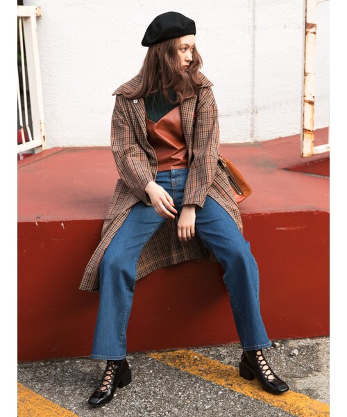 MURUA（ムルーア）の「【2017年秋冬新作】ステンカラーロングコート（ジャケット/アウター・レディース・ブラック/ブラウン/ミックス・F）」の6枚目の写真