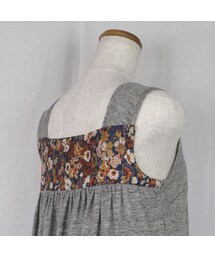 no brand | 可愛い花柄のバックスタイル。ノースリーブカットソー/本体：ヨーロッパリネン、花柄：リバティプリント使用　(グレー)　J05　【送料・代引き手数料無料】(Tシャツ/カットソー)