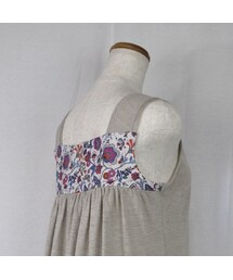 no brand | 可愛い花柄のバックスタイル。ノースリーブカットソー/本体：ヨーロッパリネン、花柄：リバティプリント使用　(生成り)　G07　【送料・代引き手数料無料】(Tシャツ/カットソー)