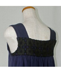 no brand | 可愛い花柄レースのバックスタイルと立体ドット柄生地が素敵なノースリーブカットソー　(ブルー)　D08　【送料・代引き手数料無料】(Tシャツ/カットソー)