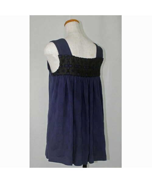 no brand（ノーブランド）の「可愛い花柄レースのバックスタイルと立体ドット柄生地が素敵なノースリーブカットソー　(ブルー)　D08　【送料・代引き手数料無料】（Tシャツ/カットソー・レディース・その他）」の3枚目の写真