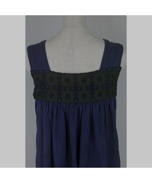 no brand（ノーブランド）の「可愛い花柄レースのバックスタイルと立体ドット柄生地が素敵なノースリーブカットソー　(ブルー)　D08　【送料・代引き手数料無料】（Tシャツ/カットソー・レディース・その他）」の5枚目の写真