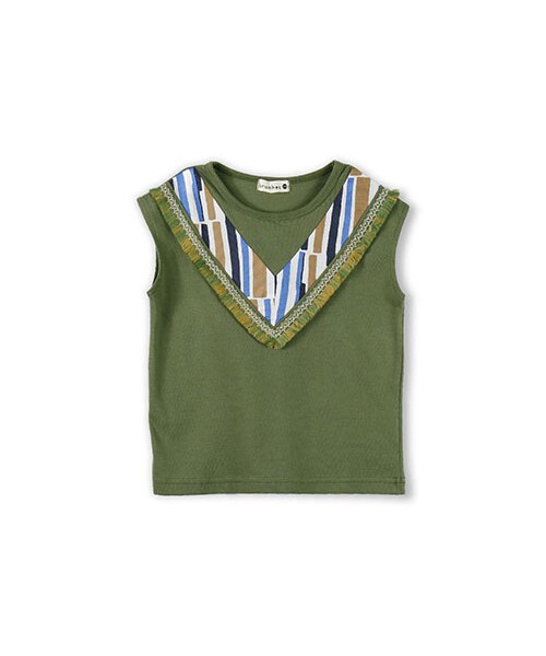 BRANSHES（ブランシェス）の「フリンジタンクトップ（Tシャツ/カットソー・キッズ・カーキグリーン/オレンジ・80～150）」の2枚目の写真