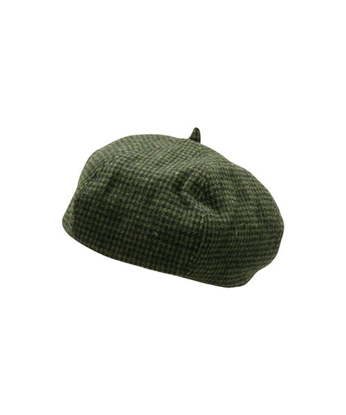 BRANSHES（ブランシェス）の「千鳥格子柄ベレー帽（ハンチング/ベレー帽・キッズ・ブラック/カーキグリーン・M-L）」の2枚目の写真