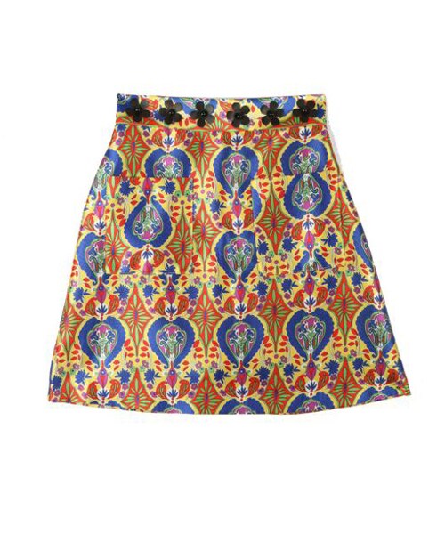 DINT（ディント）の「エスニック配色フラワースカート（スカート・レディース・S/M）」の2枚目の写真