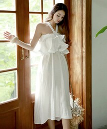 DINT | バーネットラッフルラインワンピース（ベルトset）(ワンピース)