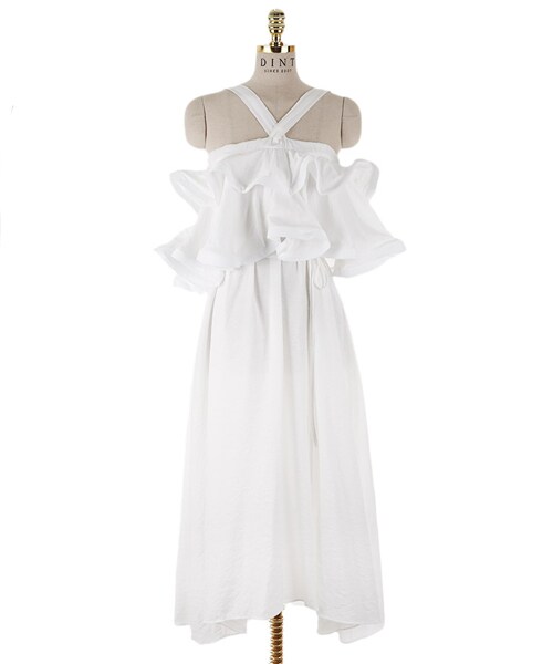 DINT（ディント）の「バーネットラッフルラインワンピース（ベルトset）（ワンピース・レディース・one(44~66size)）」の2枚目の写真