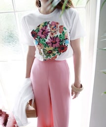 DINT | ポーツフラワープリンティングトップ(Tシャツ/カットソー)