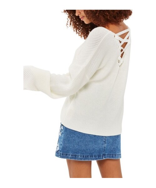 TOPSHOP（トップショップ）の「Women's Topshop Lattice Back Sweater（ニット/セーター・レディース・Ivory/Yellow・0 US (fits like 00)/10 US (fits like 10-12)/12 US (fits like 14)/2 US (fits like 0)/4 US (fits like 0-2)/6 US (fits like 2-4)/8 US (fits like 6-8)）」の3枚目の写真