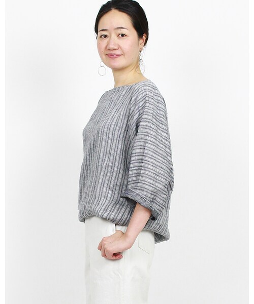 45r リネン先染めブラウス