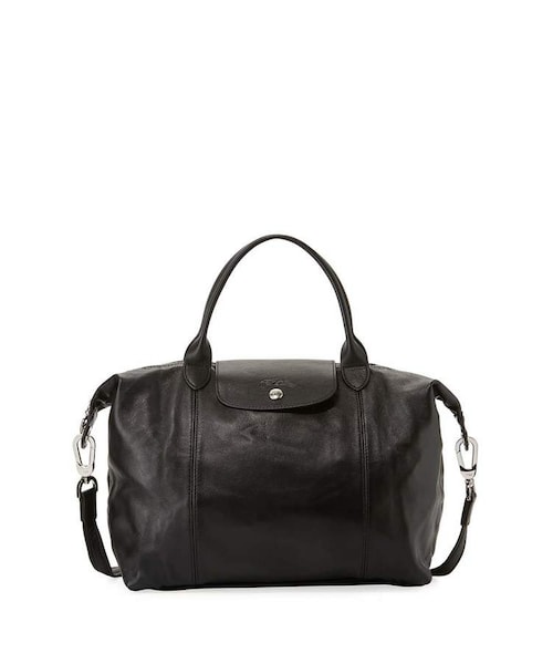 LONGCHAMP（ロンシャン）の「Longchamp Le Pliage Cuir Medium Handbag with Shoulder Strap（ショルダーバッグ・レディース・Black・One Size）」の2枚目の写真
