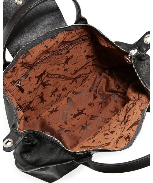 LONGCHAMP（ロンシャン）の「Longchamp Le Pliage Cuir Medium Handbag with Shoulder Strap（ショルダーバッグ・レディース・Black・One Size）」の3枚目の写真