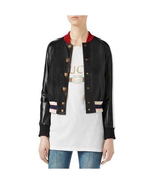 GUCCI（グッチ）の「Gucci Embroidered Leather Bomber, Black