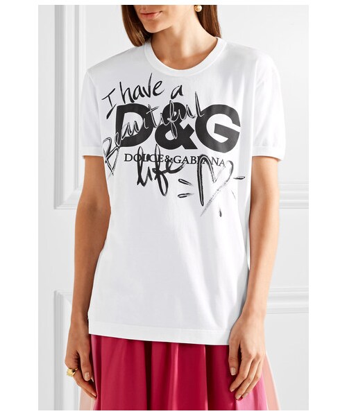 Dolce & Gabbana - Printed Cotton-jersey T-shirt - White