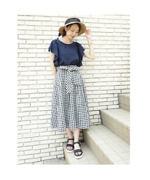 F i.n.t | ウエストリボンギンガムチェックスカート/F&A(スカート)