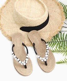SOVOMALL | フラワー装飾トングサンダル(サンダル)