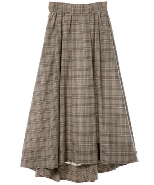 w closet（ダブルクローゼット）の「【A/W】チェック柄イレヘムロングスカート（スカート・レディース・ブラウン/ブラック・FREE）」の2枚目の写真