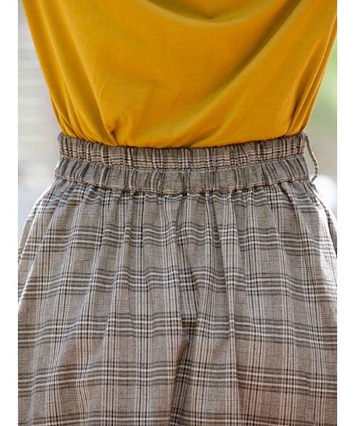 w closet（ダブルクローゼット）の「【A/W】チェック柄イレヘムロングスカート（スカート・レディース・ブラウン/ブラック・FREE）」の9枚目の写真