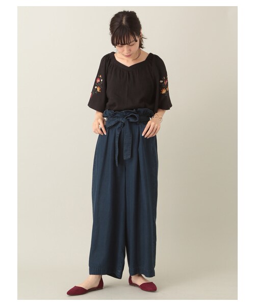 Green　Parks（グリーンパークス）の「【WEB先行予約】袖刺繍フレアカットプルオーバー（トップス・オフホワイト/杢グレー/ブラック/ボルドー/キャメル/ネイビー・F）」の3枚目の写真