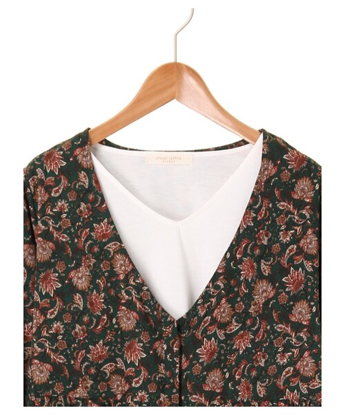 Green　Parks（グリーンパークス）の「【WEB先行予約】SET2点 インナー+ペイズリー柄シャツディガン（トップス・ブラック/ボルドー/グリーン・F）」の5枚目の写真
