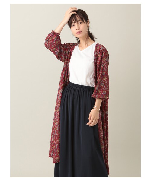 Green　Parks（グリーンパークス）の「【WEB先行予約】SET2点 インナー+ペイズリー柄シャツディガン（トップス・ブラック/ボルドー/グリーン・F）」の11枚目の写真