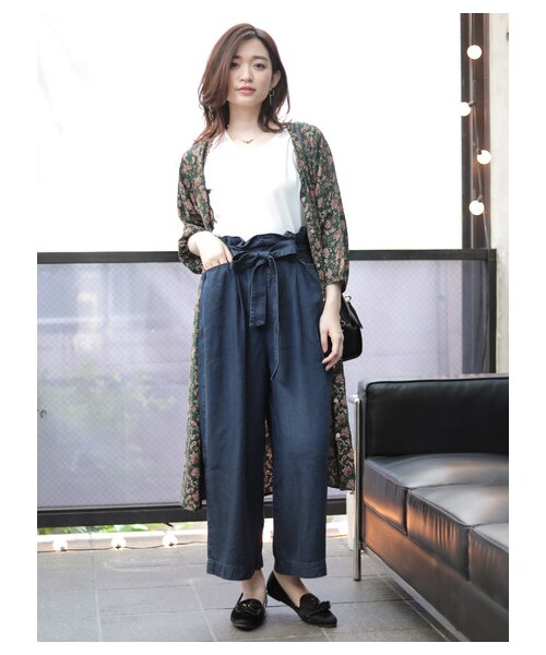 Green　Parks（グリーンパークス）の「【WEB先行予約】SET2点 インナー+ペイズリー柄シャツディガン（トップス・ブラック/ボルドー/グリーン・F）」の2枚目の写真