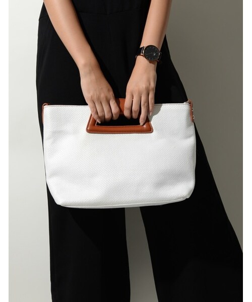 Re:EDIT（リエディ）の「2WAYストロー風ハンドバッグ[2017春夏新作]（バッグ・レディース・ホワイト/ベージュ/ブラウン・フリーサイズ）」の2枚目の写真