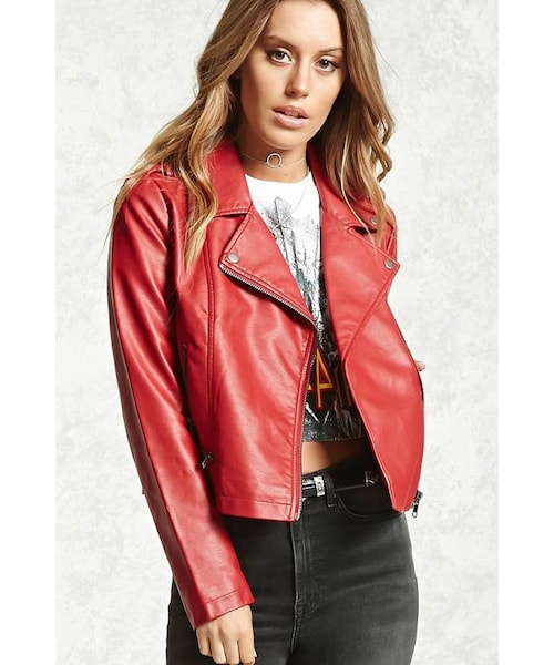 FOREVER 21（フォーエバー トゥエンティーワン）の「FOREVER 21+ Faux Leather Moto Jacket（ライダースジャケット・レディース・Black/Green/Red・S/M/L）」の7枚目の写真