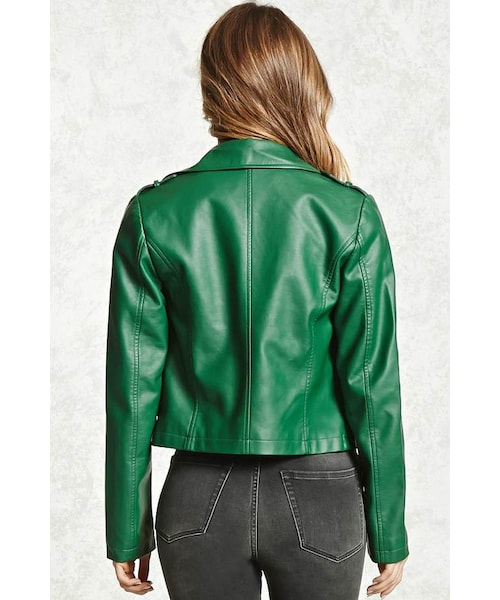 FOREVER 21（フォーエバー トゥエンティーワン）の「FOREVER 21+ Faux Leather Moto Jacket（ライダースジャケット・レディース・Black/Green/Red・S/M/L）」の9枚目の写真