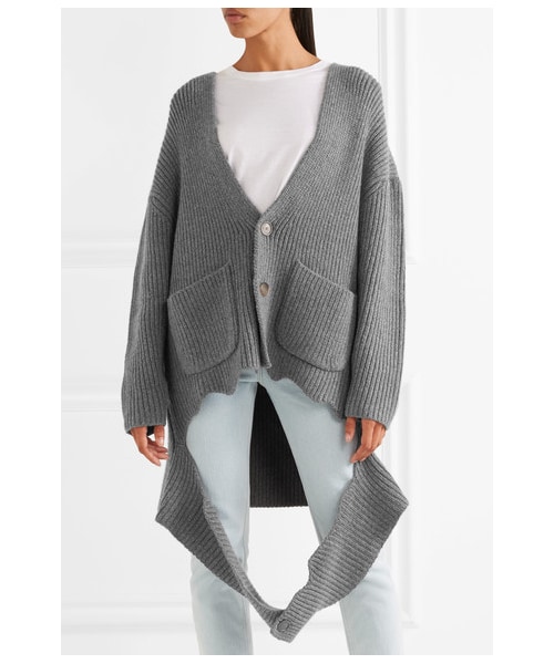 バレンシアガ BALENCIAGA トップス ロゴ入りカーディガン グレー