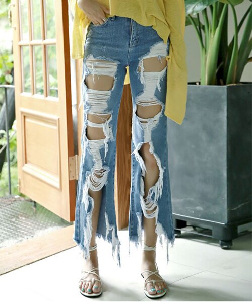 DINT（ディント）の「グランジディストリロイドパンツ（デニムパンツ・レディース・S/M/L）」の2枚目の写真