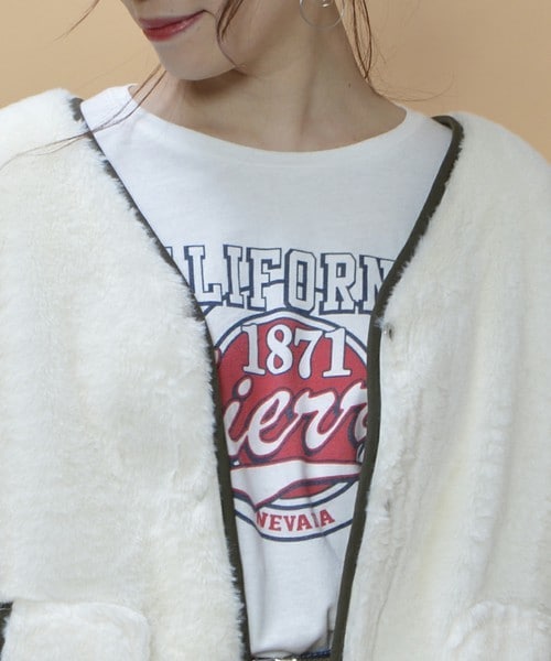 archives（アルシーヴ）の「中綿キルトボアリバーシブルコート（ミリタリージャケット・レディース・ブラック/カーキ・MEDIUM）」の13枚目の写真