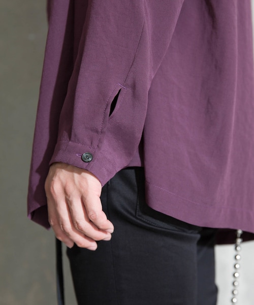 LIDNM（リドム）の「ダブルサテンオープンカラーシャツ（シャツ/ブラウス・メンズ・ダークチェリー・S, M, L）」の3枚目の写真