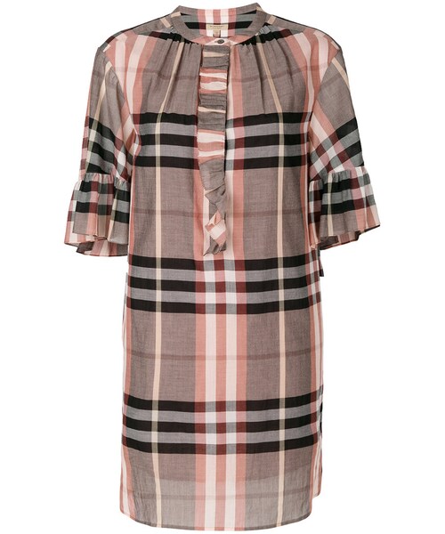 Burberry バーバリー の Burberry チェック柄 シャツワンピース Women コットン 10 ワンピース Wear