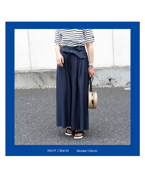Sheson（シーズン）の「リボンタックワイドパンツ（その他パンツ・レディース・ネイビー/ブラック・Mサイズ）」の9枚目の写真