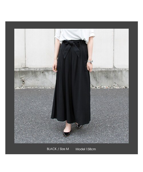 Sheson（シーズン）の「リボンタックワイドパンツ（その他パンツ・レディース・ネイビー/ブラック・Mサイズ）」の3枚目の写真