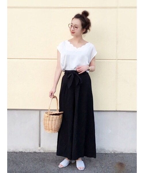 Sheson（シーズン）の「リボンタックワイドパンツ（その他パンツ・レディース・ネイビー/ブラック・Mサイズ）」の7枚目の写真