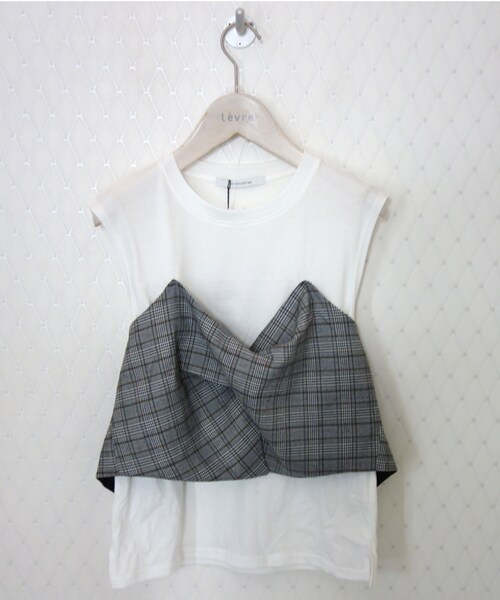 person&people(パーソンアンドピープル)の「チェックビスチェ付きノースリーブ(Tシャツ/カットソー・レディース・F)」の1枚目の写真