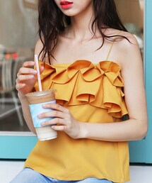 DHOLIC | 2WAYダブルフリルスリーブレス(シャツ/ブラウス)