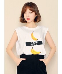 HOTPING | バナナプリントスリーブレスTシャツ(その他トップス)
