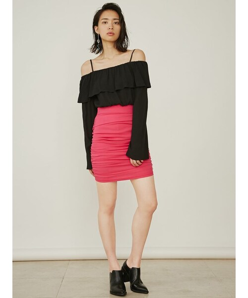 EMODA（エモダ）の「タイトギャザースカート（スカート・レディース・ブラック/ピンク/キャメル・S/M）」の7枚目の写真