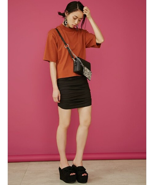 EMODA（エモダ）の「タイトギャザースカート（スカート・レディース・ブラック/ピンク/キャメル・S/M）」の6枚目の写真