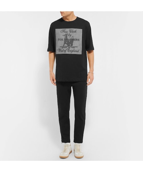 【DRIES VAN NOTEN】Printed cotton jersey コットン100%Tシャツ Black Printed Cotton-Jersey T-Shirt | DRIES VAN NOTEN | MR