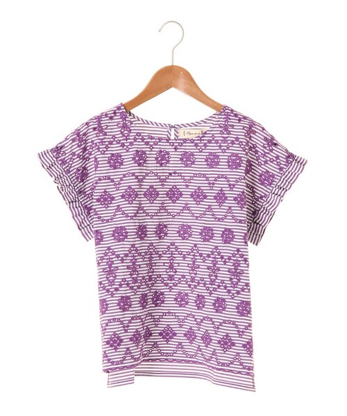 Green　Parks（グリーンパークス）の「sugar spoon ・ボーダー×花刺繍ブラウス（トップス・ブラック/レッド/ブルー/パープル・F）」の11枚目の写真