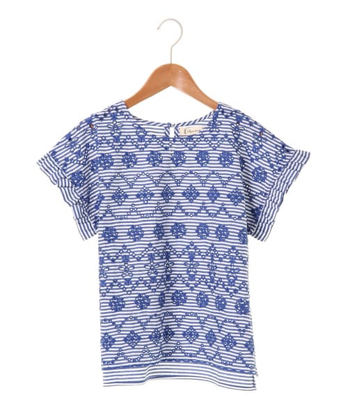 Green　Parks（グリーンパークス）の「sugar spoon ・ボーダー×花刺繍ブラウス（トップス・ブラック/レッド/ブルー/パープル・F）」の10枚目の写真