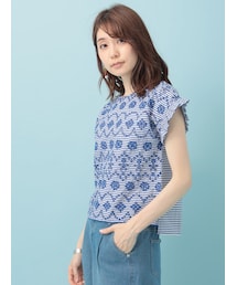 Green　Parks | sugar spoon ・ボーダー×花刺繍ブラウス(トップス)