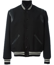Saint Laurent | Saint Laurent - スタジアムジャンパー - men - コットン/ラムスキン/キュプロ/バージンウール - 54(スタジャン)