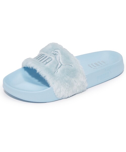 fenty faux fur slides