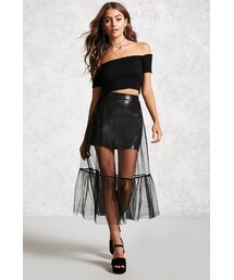 FOREVER 21 | FOREVER 21+ Mesh & Faux Leather Maxi Skirt(スカート)