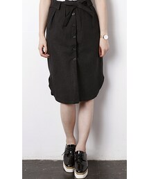 CHEER CLOSET | 【プチプラのあや】秋色リボン付きシャツ風ボタンリネンスカート(スカート)